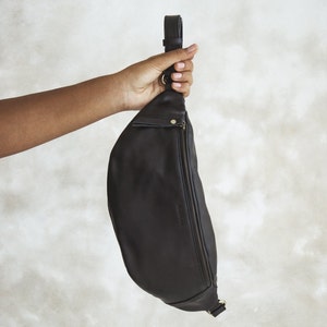 Black Genuine Leather Fanny Pack, Leather Crossbody Bag, Hip Bag, Waist Pack, Minimal Fanny Pack, Travel Bag, Crossbody Bag, waist pouch image 3