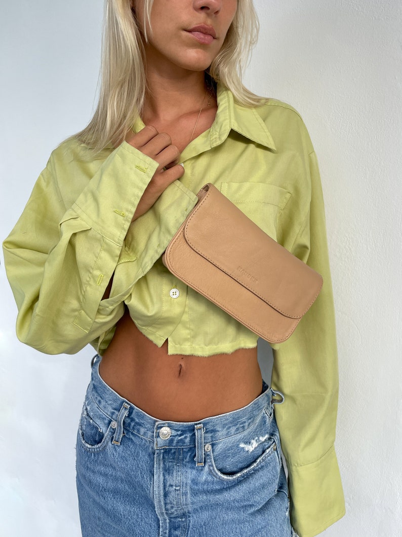 Sand Leather Belt Bag, Genuine Leather Fanny Pack, Adjustable Crossbody Bag, Bum Bag, festival bag, Minimalist Fanny Pack, mothers day image 2