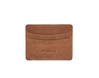 Saddle Light Brown Leather Cardholder Wallet:  Minimalist Handmade Women's Wallet