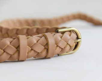 Beige Minimalist Woven Strap, Genuine Leather, Carry Woven Strap, sand beige leather woven belt, gift for Women, genuine woven leather