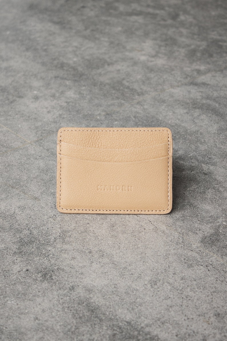 Minimalist Wallet for Women, Genuine Leather Cardholder, Leather Wallet Pouch, Leather Wallet for Women, minimalist cardholder, sand leather image 2