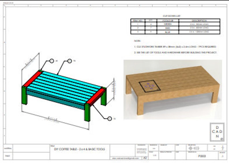 DIY COFFEE TABLE Plans / Build Your Own / Patio Furniture 2x4 Lumber Etsy