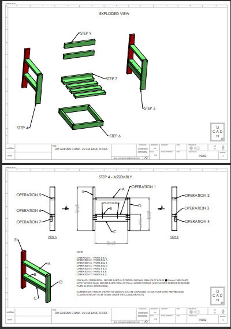 DIY OUTDOOR CHAIR Plans / Build Your Own / Patio Furniture 2x4 Lumber Etsy