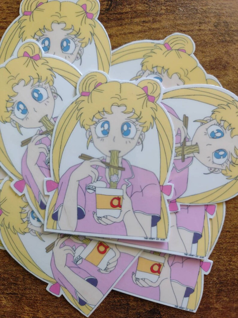 Sailor Moon Eating Ramen Noodles Sticker - Etsy Finland