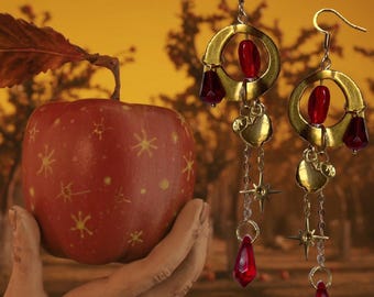 At Least They&#39;ve Got Stars On Them || Fantastic Mr. Fox Inspired Earrings, Apple Earrings, Dangly Earrings, Unique Earrings