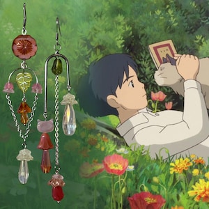 Nichts außer Wünschen || Arreetty inspirierte Ohrringe, Ghibli inspirierte Ohrringe, Perlen Ohrringe, Blumen Ohrringe, einzigartige Ohrringe
