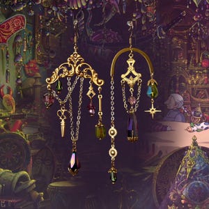 Bedridden || Howl&#39;s moving castle inspired, Handmade, Dangly, Whimsical, Unique earrings