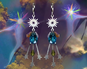 Star Child || Howl&#39;s moving castle inspired, Star Earrings, Shooting Star Earrings, Handmade, Dangly, Whimsical, Unique earrings
