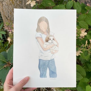 Custom Faceless Watercolour Portrait, 5x7 or 8x10 画像 2