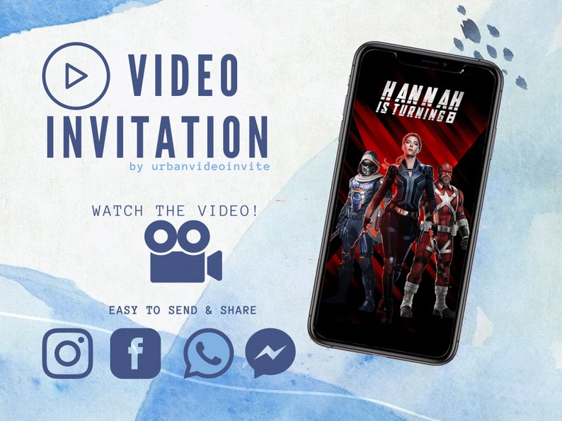 Black Widow Invitation Video Invitation Party Birthday image 0