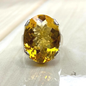 Natural Large  Citrine Ring,925 Stearling Silver 15×20 MM Oval, Birthstone,Large Ring,November Birthstone