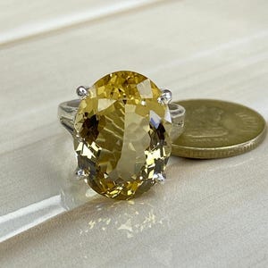 Natural Large Honey Citrine Ring,925 Stearling Silver 15×20 MM Oval, Birthstone,Large Ring,November Birthstone