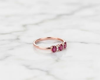 Solid Silver Ruby Ring, Luxurious Gemstone Women's Ring