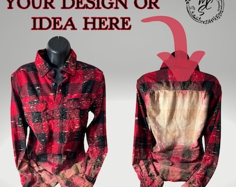 Custom Bleached Red Black Flannel: Distressed Vintage Look