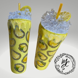 Lemonade Snow Globe Tumbler: 24oz Peekaboo Cup with Ice Topper