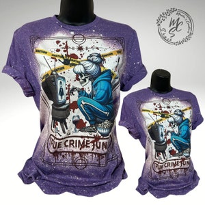 Tarotkaart True Crime Junkie-T-shirt, retro distressed True Crime Lovers-shirt, gebleekt tarot-T-shirt, superzachte top, cadeau voor haar of hem.