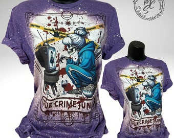 True Crime Junkie Tarot Skeleton Bleached T-Shirt
