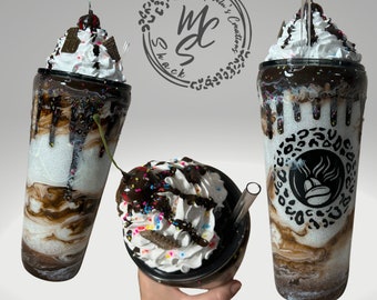 Chocolate Mocha Tumbler: 3D Whipped Cream Topper, Glitter Drip, Personalizable