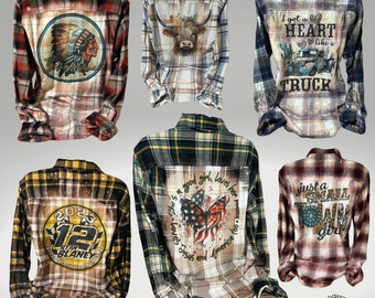 Flannels Bleached/Distressed/Vintage personalized (Choose your flannel size, color and send me a picture or the idea for your design)