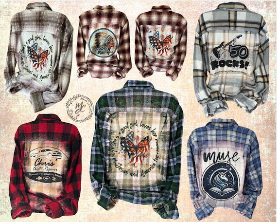 Flannels Bleached/distressed/vintage Customized (choose Your Flannels Bleached/distressed/vintage Customized (choose Your