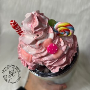 Faux Candy Whipped Cream Tumbler Topper: Removable Decorative Lid