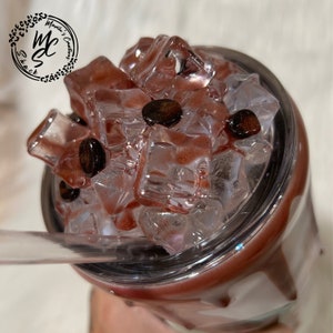 Iced Coffee Tumbler Topper: 3D Realistic Design, Removable Lid