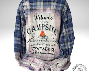 Flannels Bleached/Distressed/Vintage. Welcome to our Campsite design. Choose your flannel shirt size.
