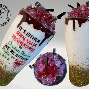Sleighin&#39; or Slayin&#39; 3D Tumbler with Knife Charms