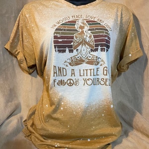 Bleached Meditation T-Shirt: Distressed Mustard Vintage Retro Top