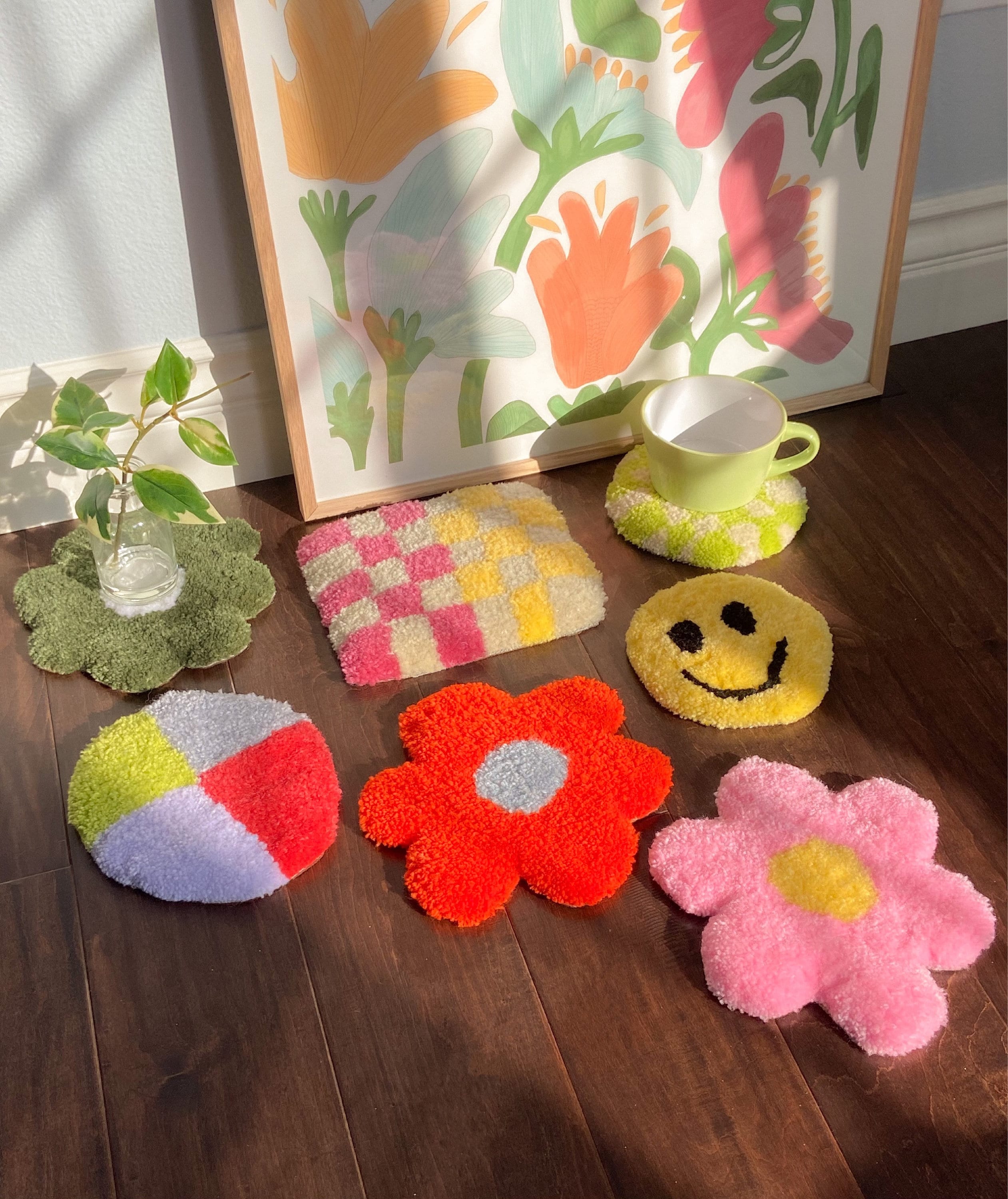 Handmade Table Top Tufted Rug Coasters - Etsy