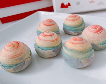 Gift Box, 6pc Rainbow Chinese Pastries, Mooncakes, Mid- Autumn Festival, Chinese New Year.