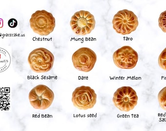 12pc 50g Handmade Traditional Chinese Mooncakes, Mid-Autumn Festival, Lunar New Year. 纯手工中国传统月饼。