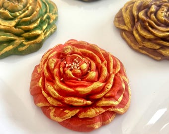 4pc Peony Flower Shaped Traditional Chinese Mooncakes, 100g, serves 2–4 people.