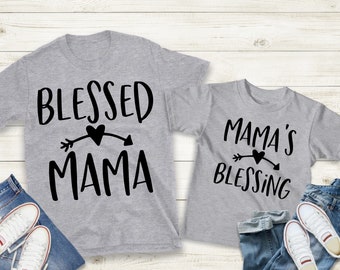 Blessed Mama Shirt,Family Shirt,Mommy and Me Shirt,Mom Shirt,Kid Shirt,Matching Shirt,Mother's Day Gift,Mom and Daughter,Mom And Son Shirt