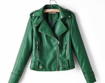 faux green leather jacket