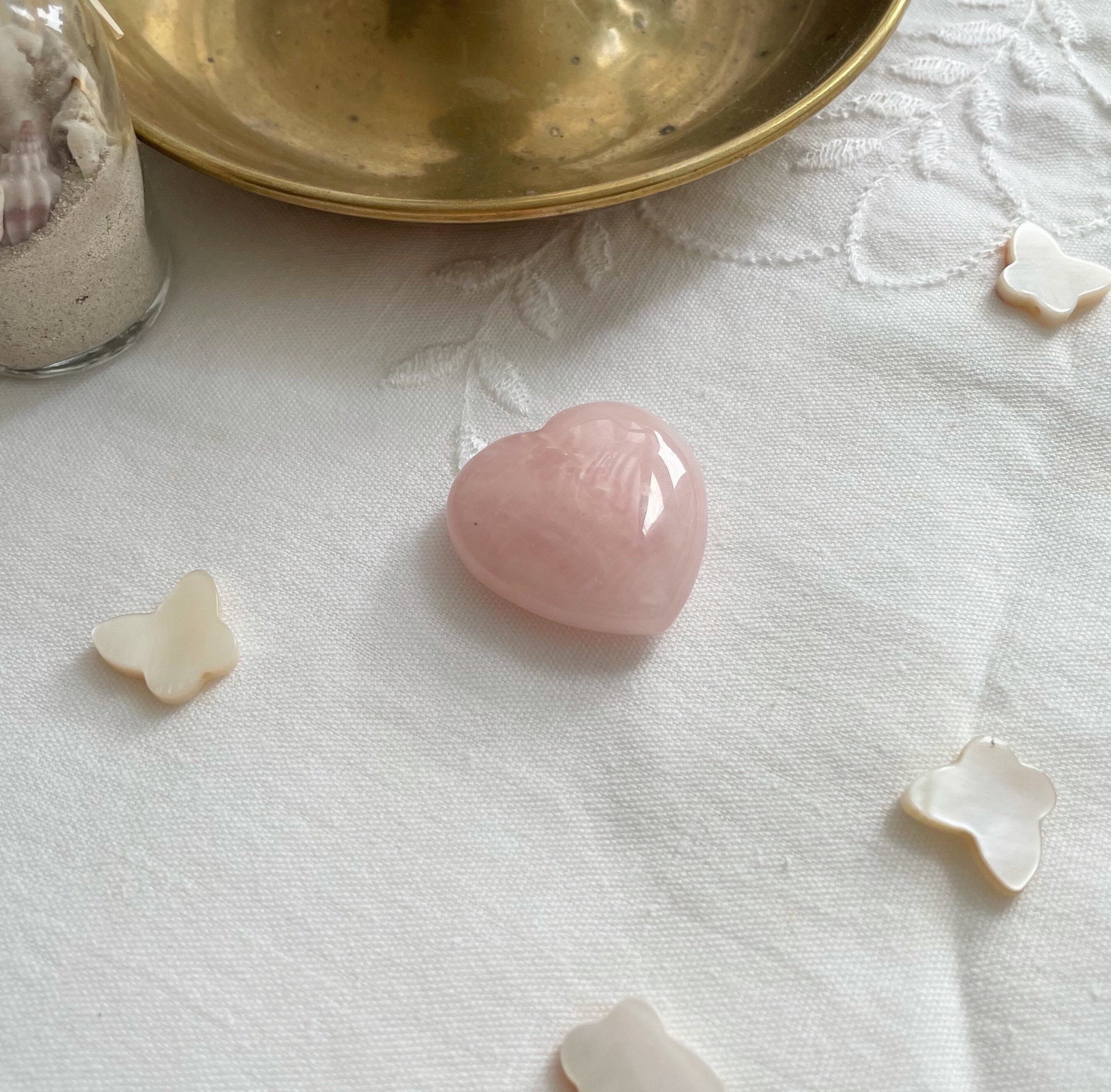 Cœur en Quartz Rose Confiance Soi Amour Pierre Roulée Chakras Cœur