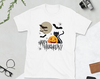 Full Moon Shirt, Scary Happy Halloween, Black Cat Shirt, Bat Shirt, Halloween Shirt, Pumpkin Shirt, Halloween,