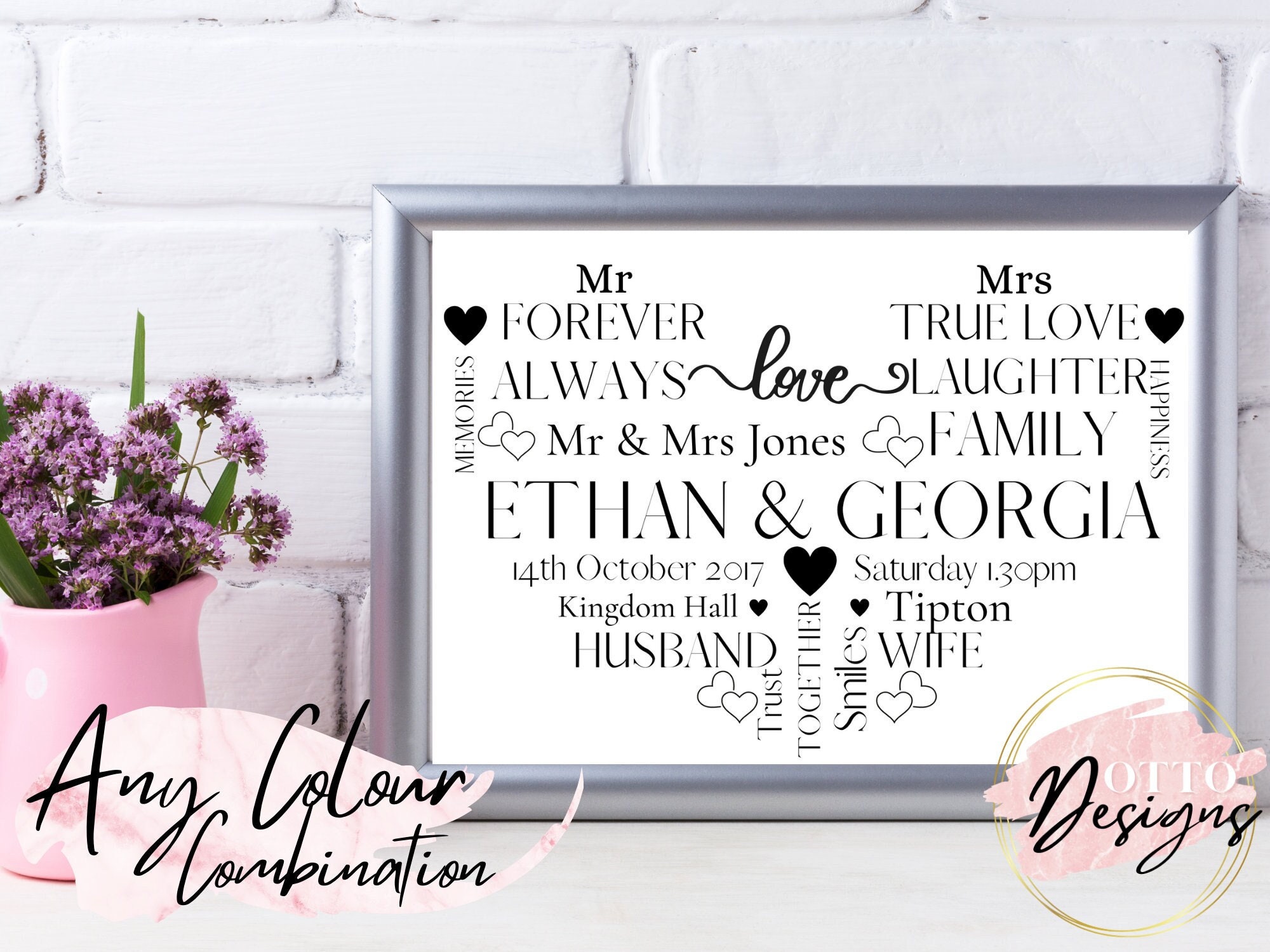 Personalised Wedding Gift Wedding Custom Print Personalised Etsy