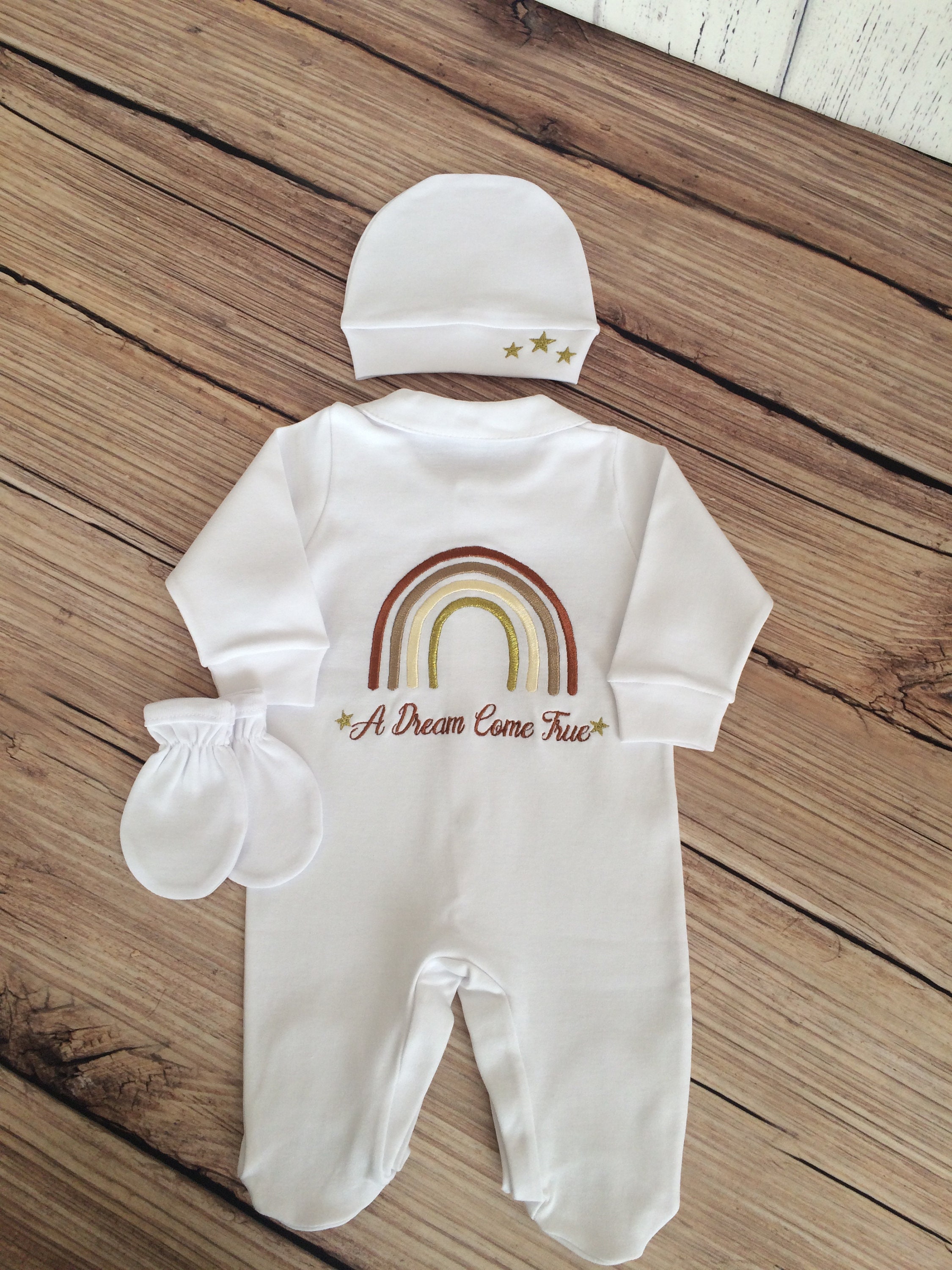 Neutral Rainbow Baby Outfit Newborn First Outfit Rainbow Etsy UK