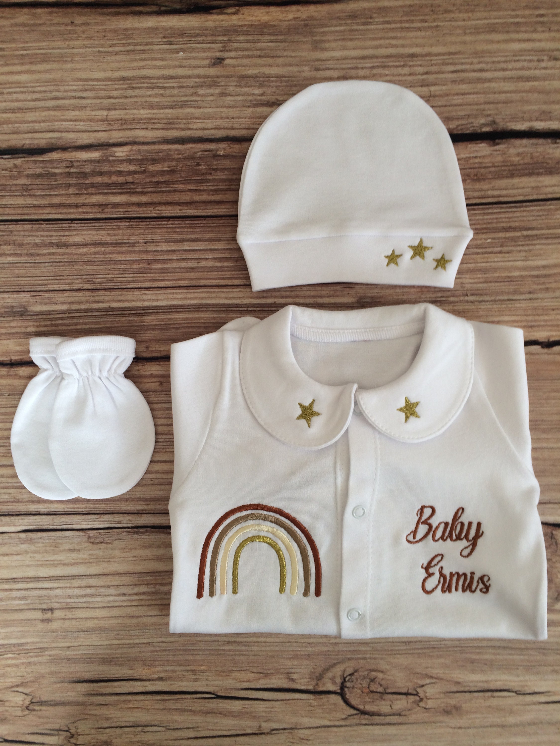 Neutral Rainbow Baby Outfit Newborn First Outfit Rainbow Etsy UK