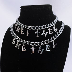 Pronoun Necklace | Stainless Steel They Them Pride Jewelry