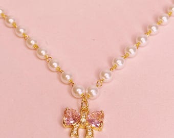 Pastell Kawaii Lolita 14k Vergoldete Faux Perlen Halskette
