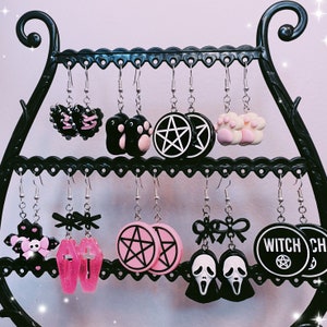 Goth-pastelkleuroorbel | Kawaii gothic-harssieraden