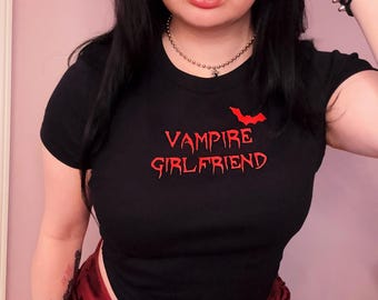 Vampire Goth Baby Tee Y2K Emo Graphic Crop Top