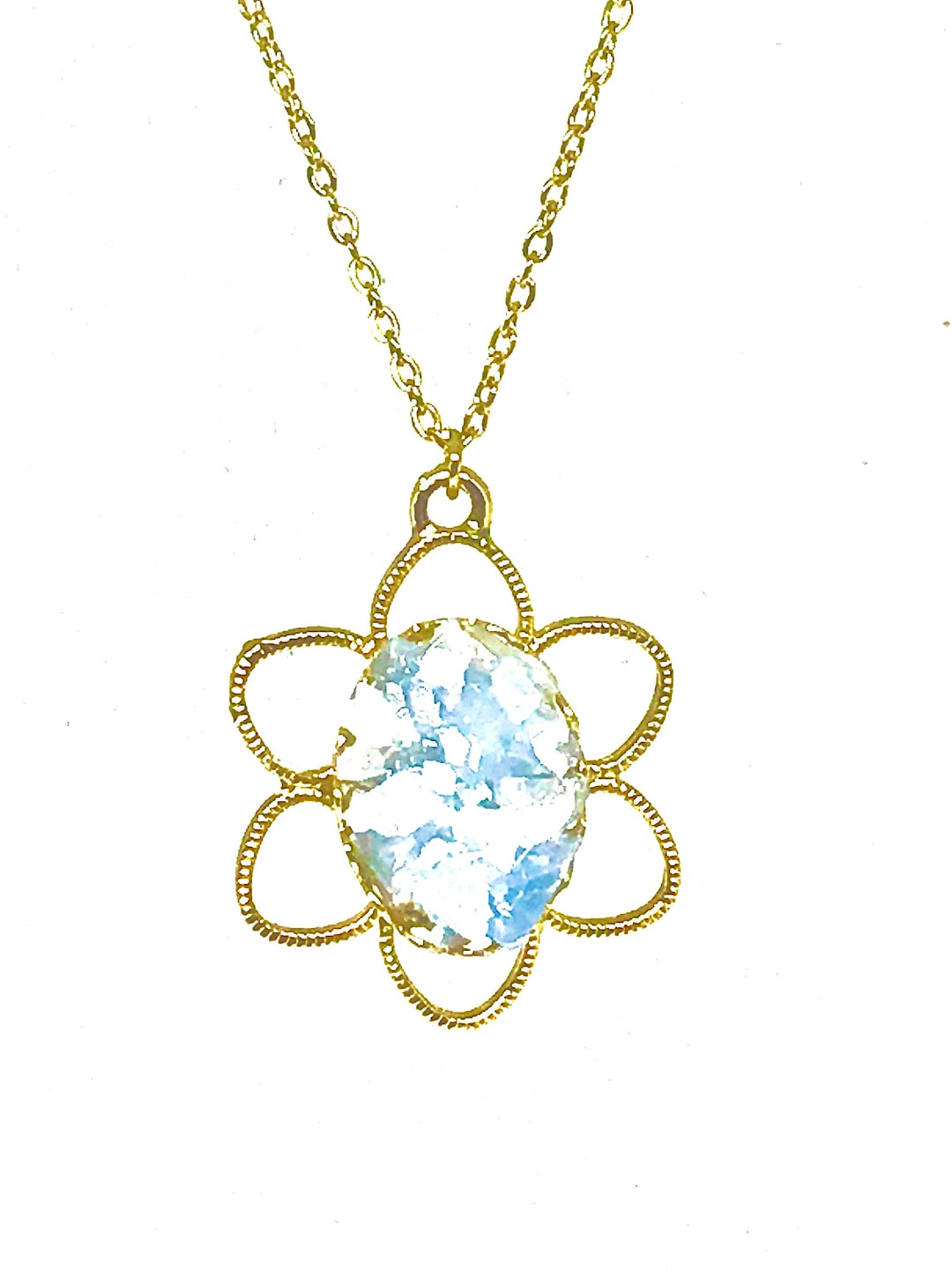 Celestite Crystal 18k Gold Necklace 18