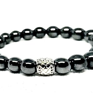 Hematite Stretchy Bracelet w/Brighton Bead