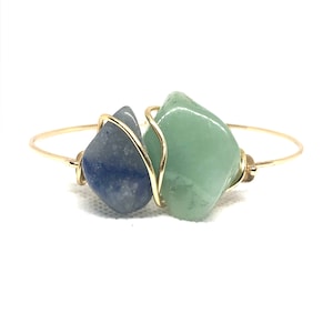 Lapis Lazuli Green Aventurine Gold Wrap Bracelet
