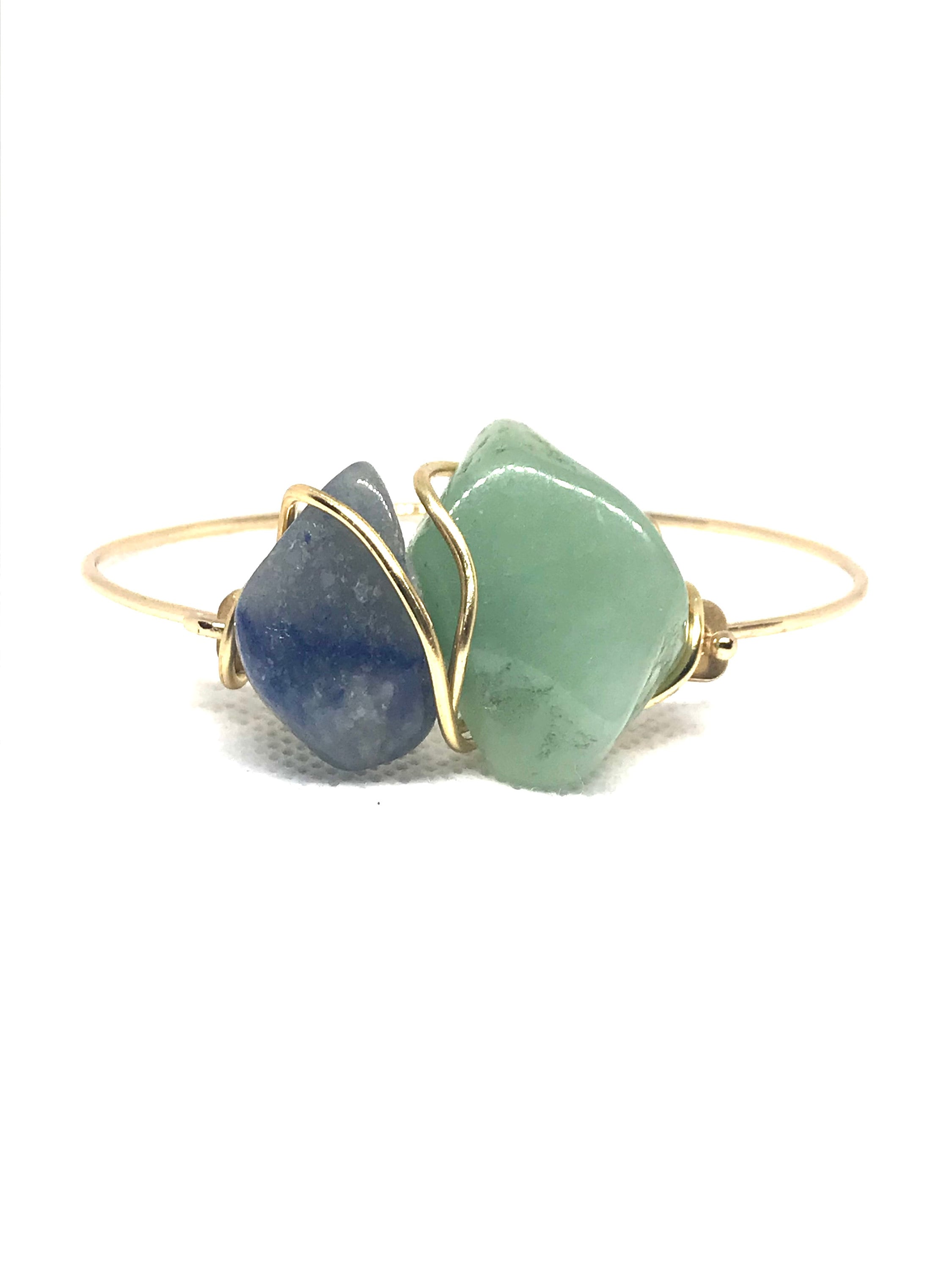 Lapis Lazuli Green Aventurine Gold Wrap Bracelet