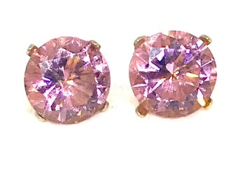 1.68 Carat Pink Moissanite Diamond Solitaire Earrings in Gold