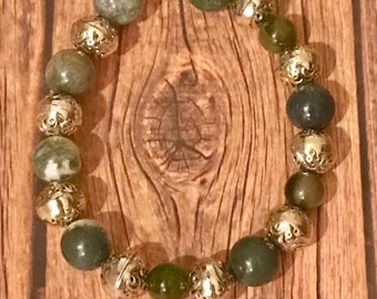 Nefritjadearmband med sterlingsilver i Brighton-stil